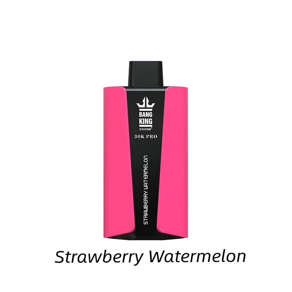 Un dispositivo per svapare Bang King 30K Pro rosa con l'etichetta "Strawberry Watermelon".