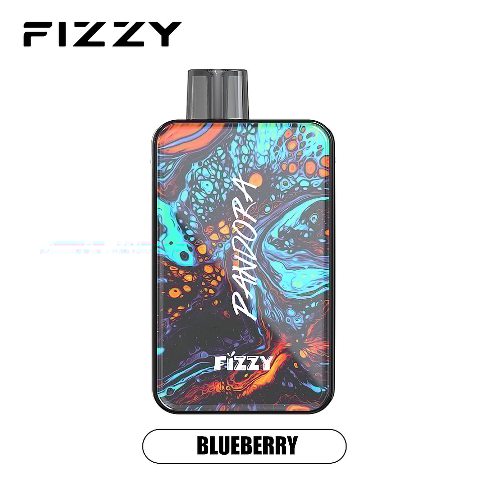 Fizzy Pandora vape device with a colorful abstract design and labeled "Blueberry."