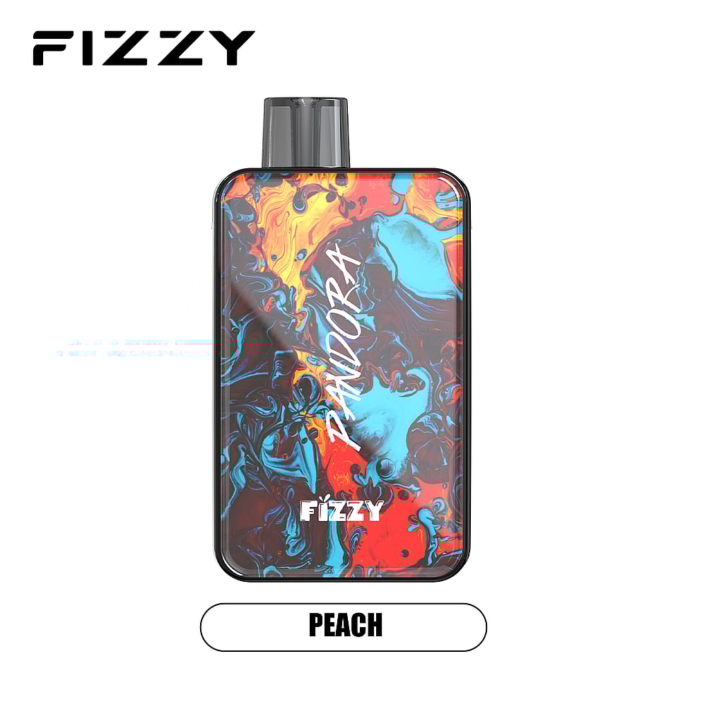 Fizzy Pandora vape device with a colorful abstract design and labeled "PEACH."