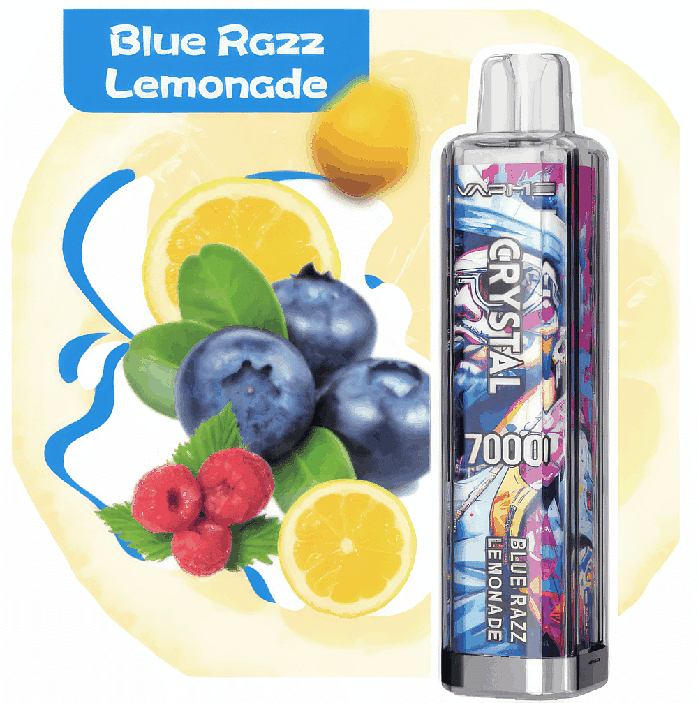 Blue Razz Lemonade vape product with blueberries, raspberries, and lemon slices