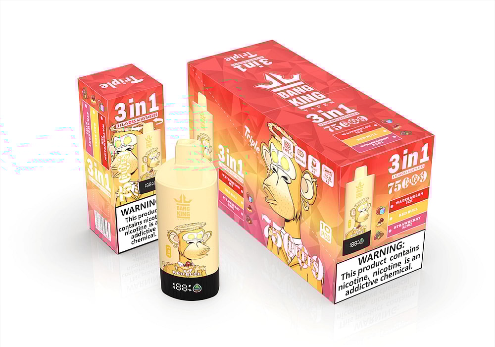 Bang King Triple 75000 Puffs Vape – 3-In-1 Flavors, Type-C Recharge, 15Ml X 3 Pods, 650Mah Battery