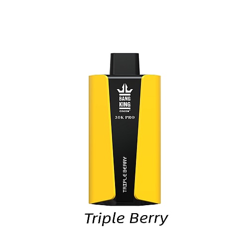 Dispositivo per svapare Bang King 30K PRO in giallo con l'etichetta "Triple Berry".