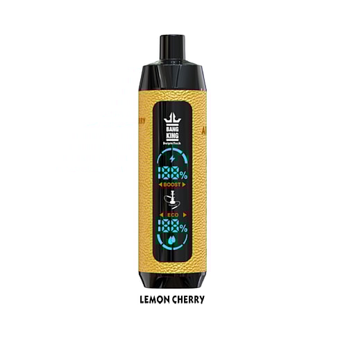 Bang King Lemon Cherry vape device with adjustable Boost and Eco modes displayed on the front.