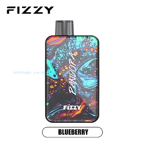 Fizzy Pandora vape device with a colorful abstract design and labeled "Blueberry."