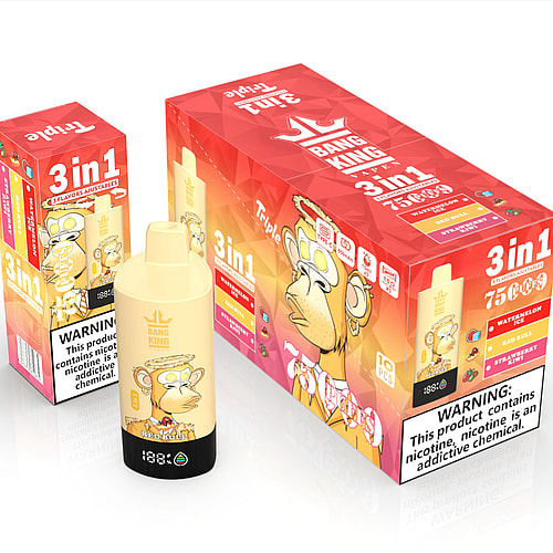 Bang King Triple 75000 Puffs Vape – 3-In-1 Flavors, Type-C Recharge, 15Ml X 3 Pods, 650Mah Battery