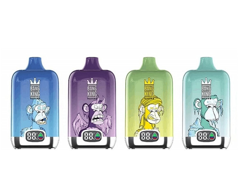 Four colorful vape devices with cartoon monkey designs on the front, each featuring an LED display at the bottom showing "88%." The devices are blue, purple, yellow-green, and turquoise.