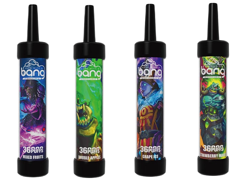 ESS Vape brand products with four different disposable vape flavors: Mixed Fruits, Double Apples, Grape Ice, and Strawberry Mango.